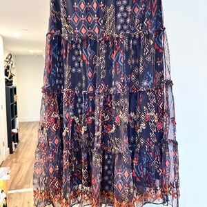 Johnny Was Multicolor Geometric Maxi Skirt